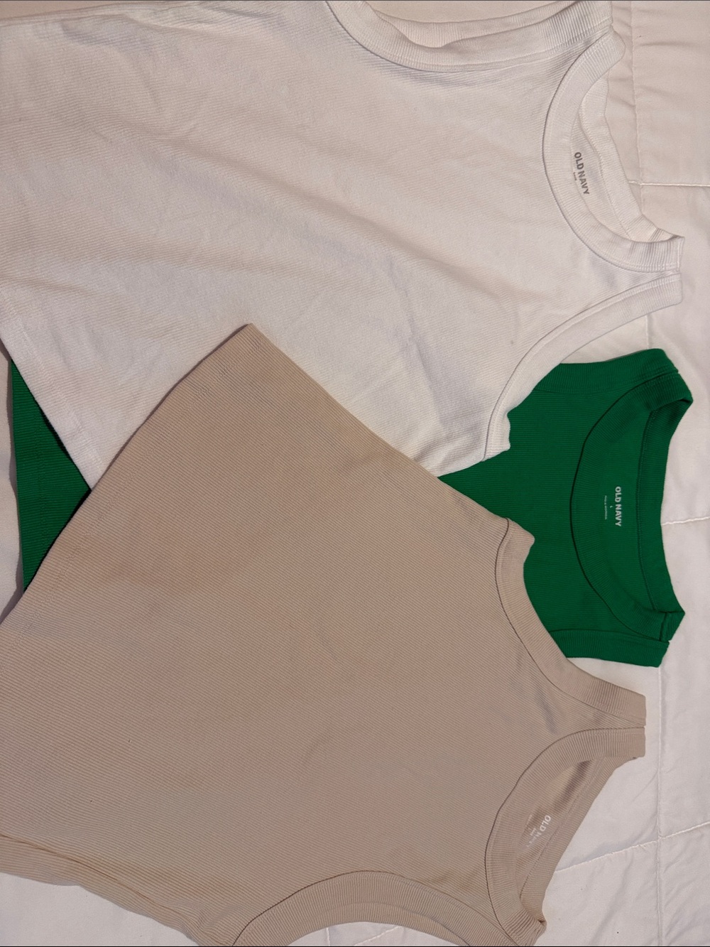 Old Navy Women’s Ribbed Tank Top Trio - White, Green, Tan
